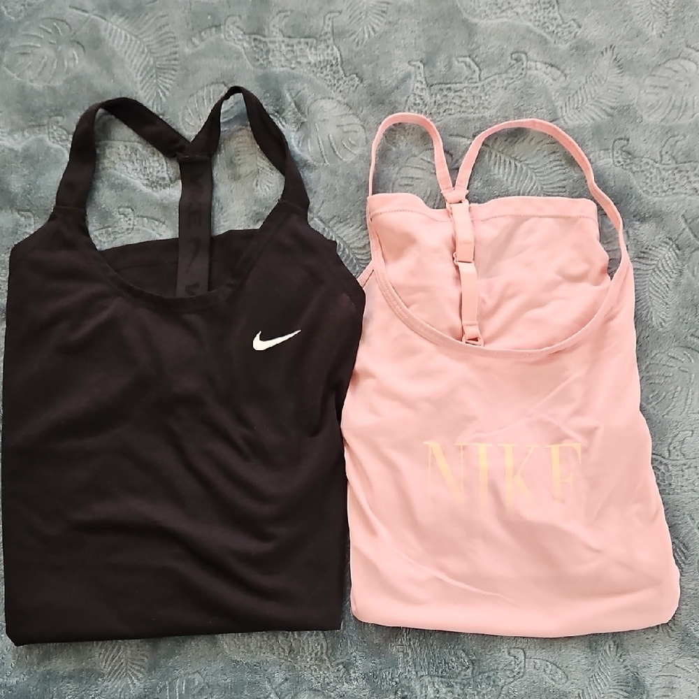 SOLD Nike Black and Pink Tank Tops